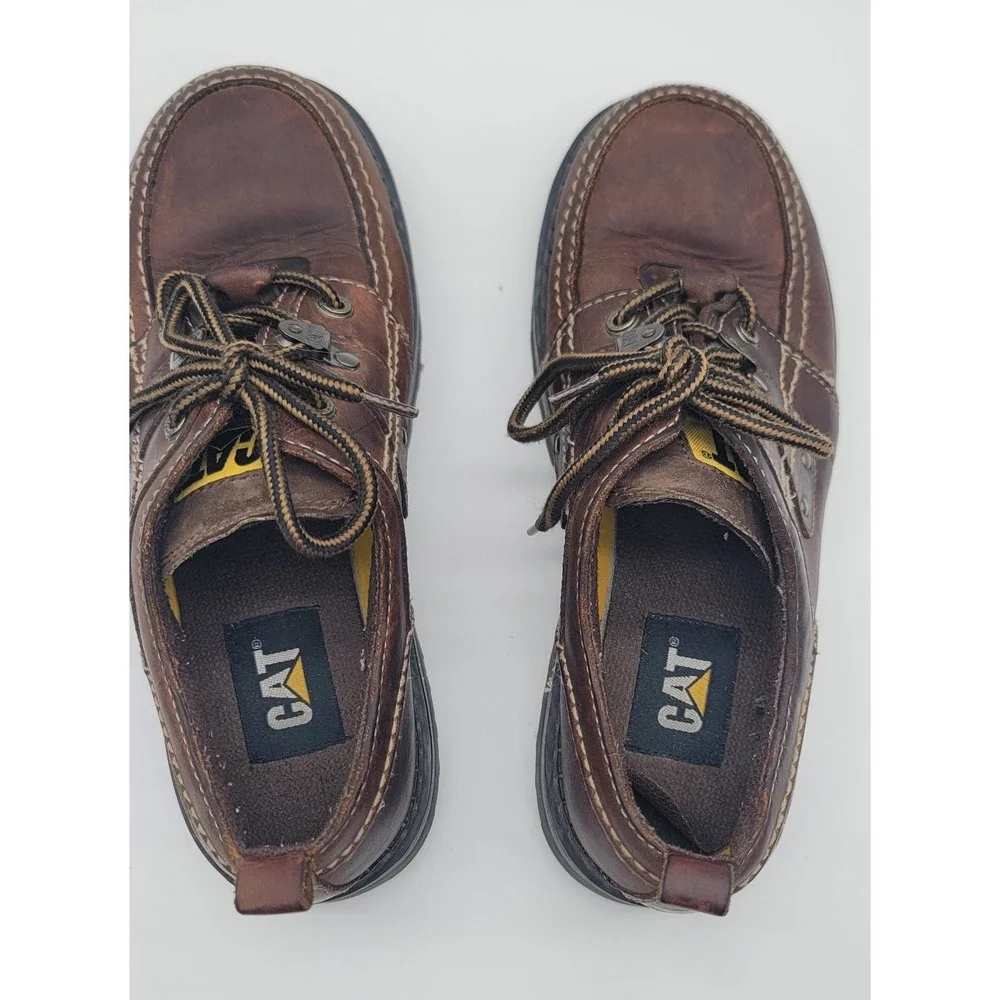 CAT Tracks Caterpillar Leather Oxford Shoes Brown Lug Sole Y2K Mens 10